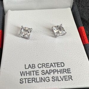 Sterling Silver White Sapphire Stud Earrings